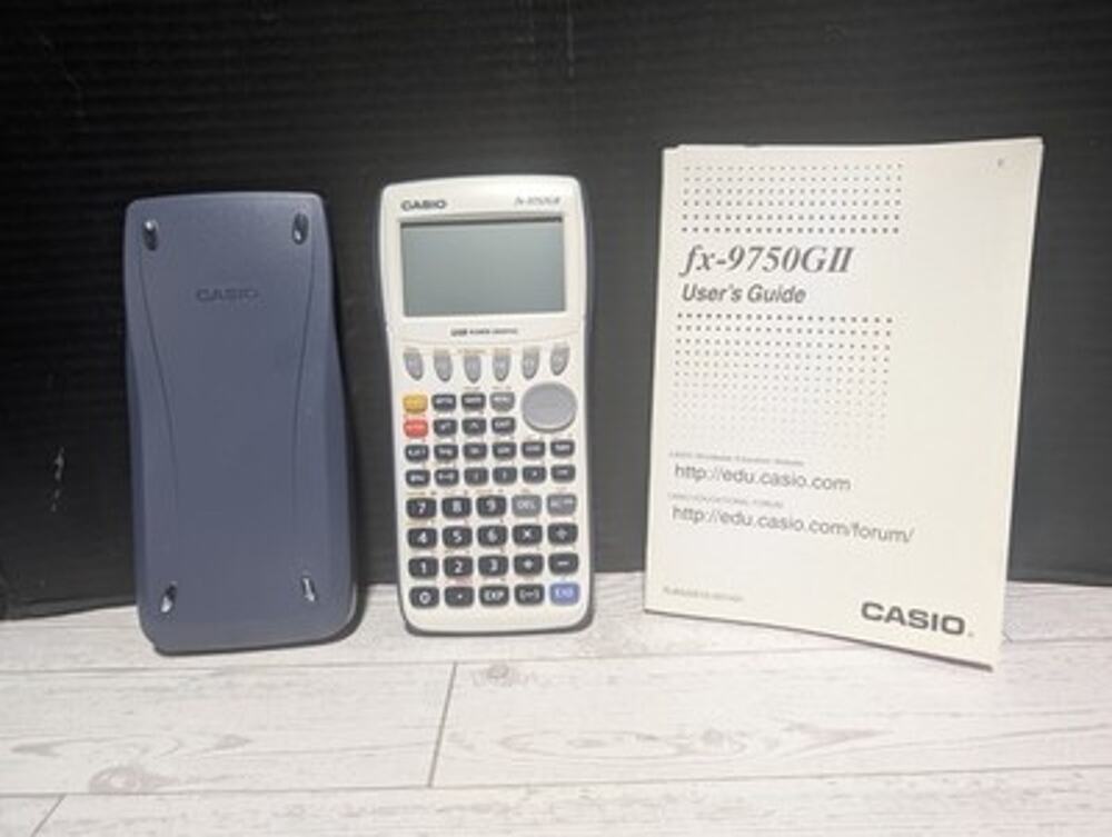 Casio FX-9750GII Graphing Calculator w/ Cover Manual & Charge Cord Tested EUC